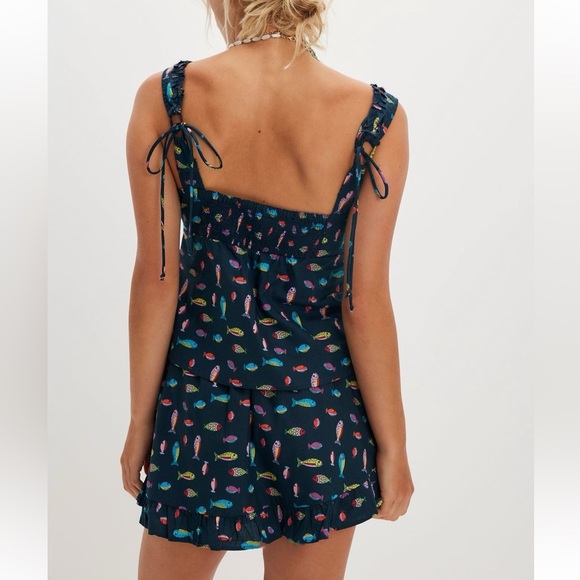 NWT Free People Ellia Printed Set in Navy - Picture 2 of 7